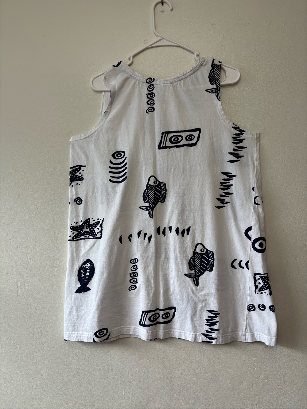 Magu Distributors Coastal Fish Print Cotton Tank Top Size L